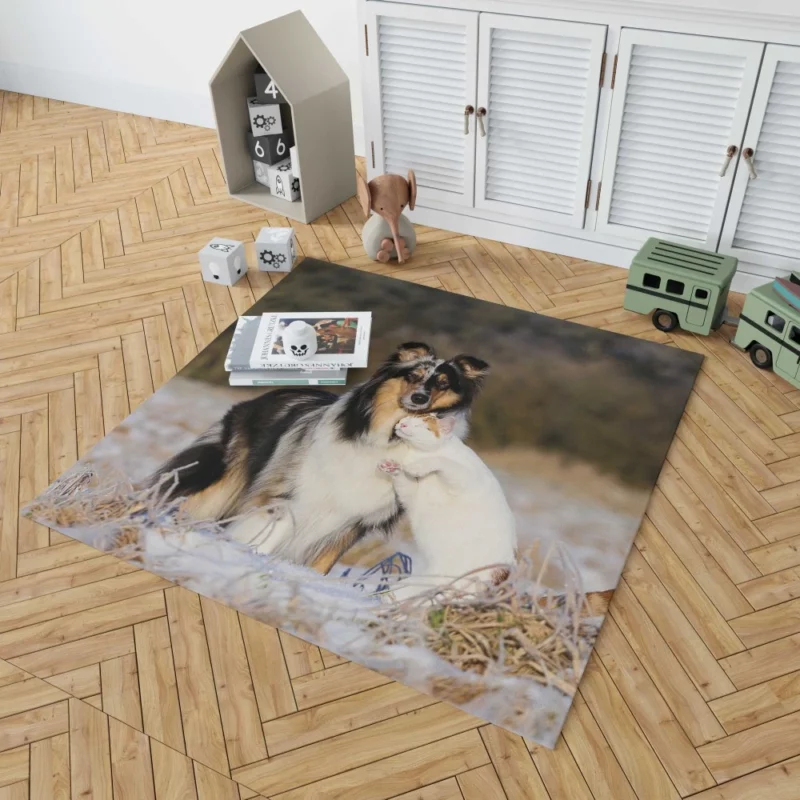 Feline and Canine Companionship Adorable Rug 1