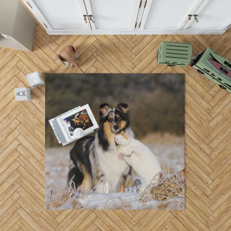 Feline and Canine Companionship Adorable Rug