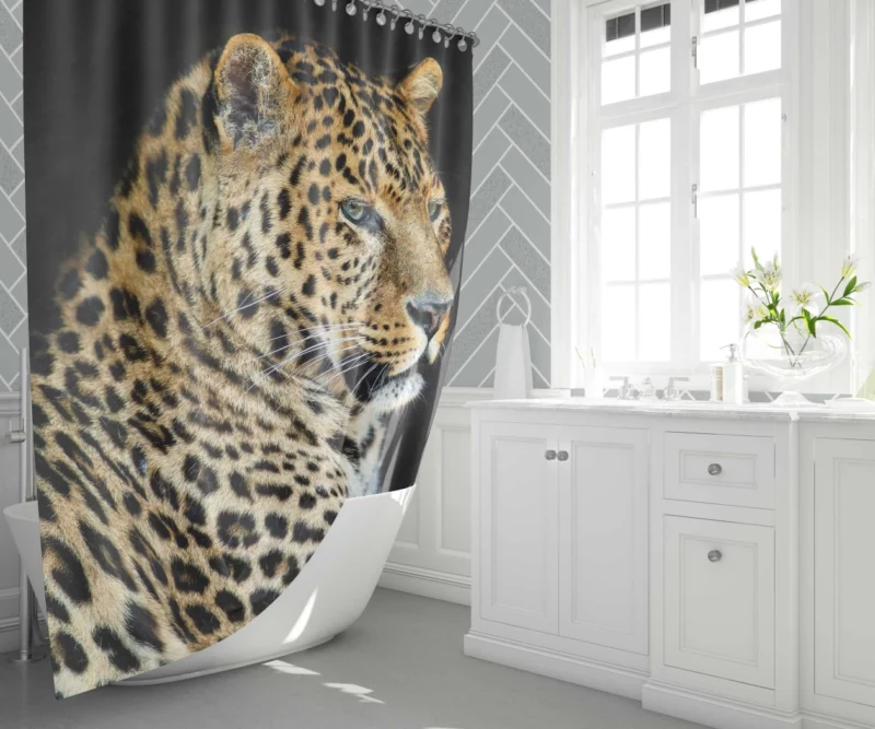 Fierce Wilderness Leopard Power Shower Curtain 1