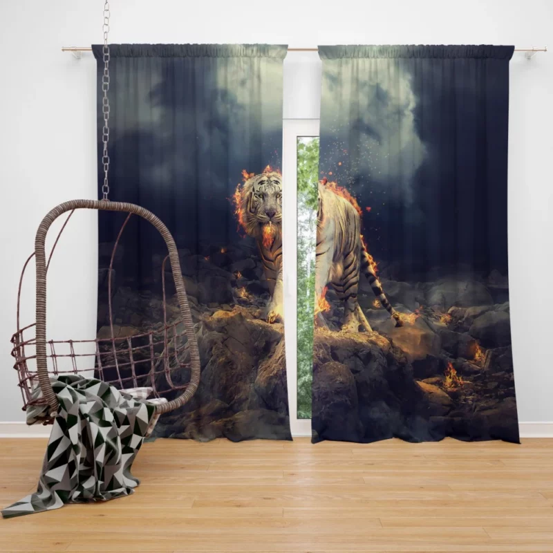 Fiery White Tiger CGI Marvel Curtain