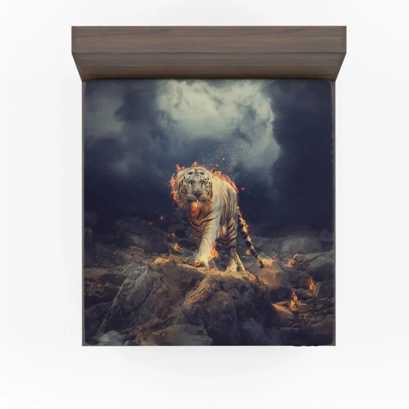 Fiery White Tiger CGI Marvel Fitted Sheet 1