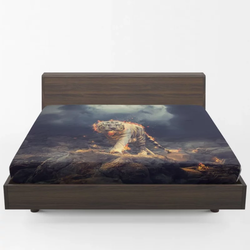 Fiery White Tiger CGI Marvel Fitted Sheet