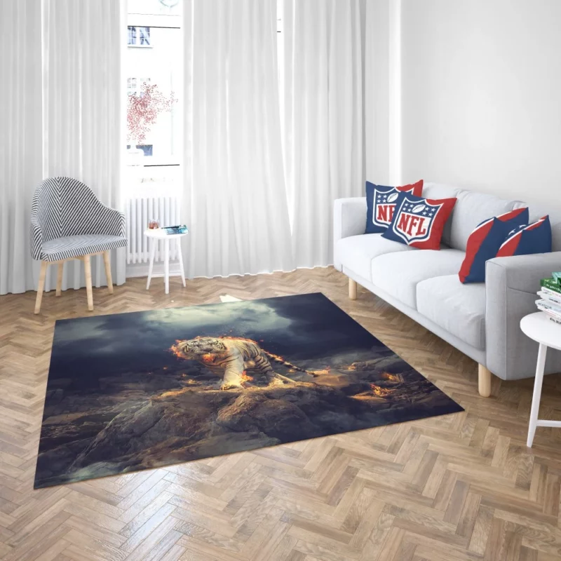 Fiery White Tiger CGI Marvel Rug 2