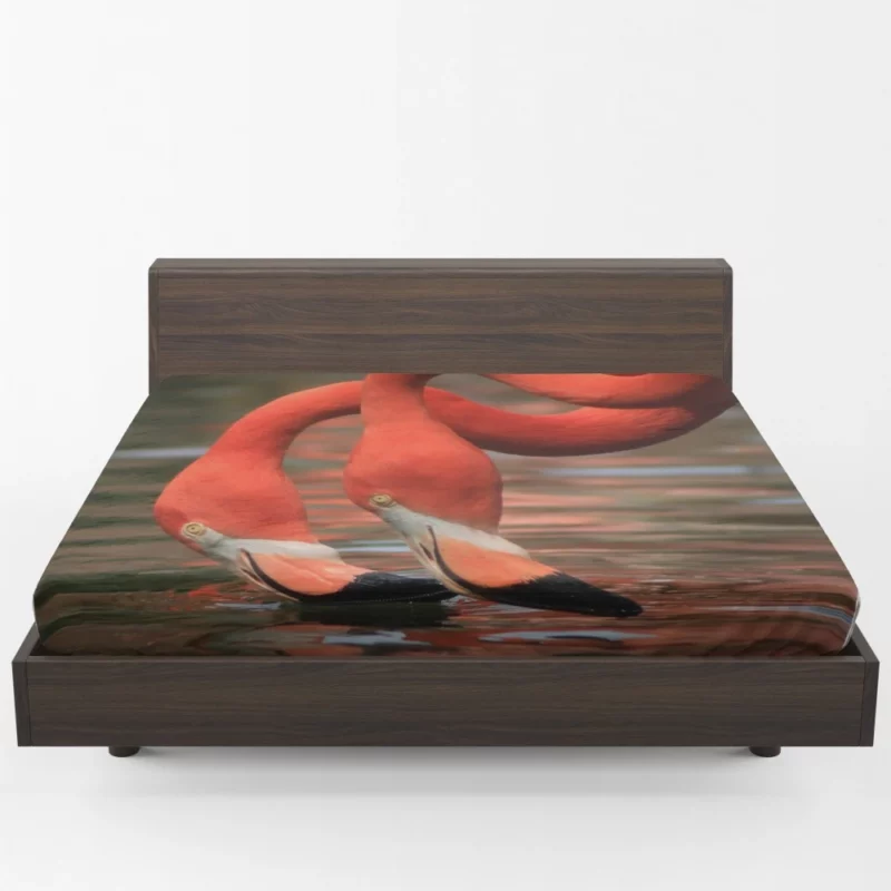 Flamingo Delicate Pose Elegant Bird Fitted Sheet