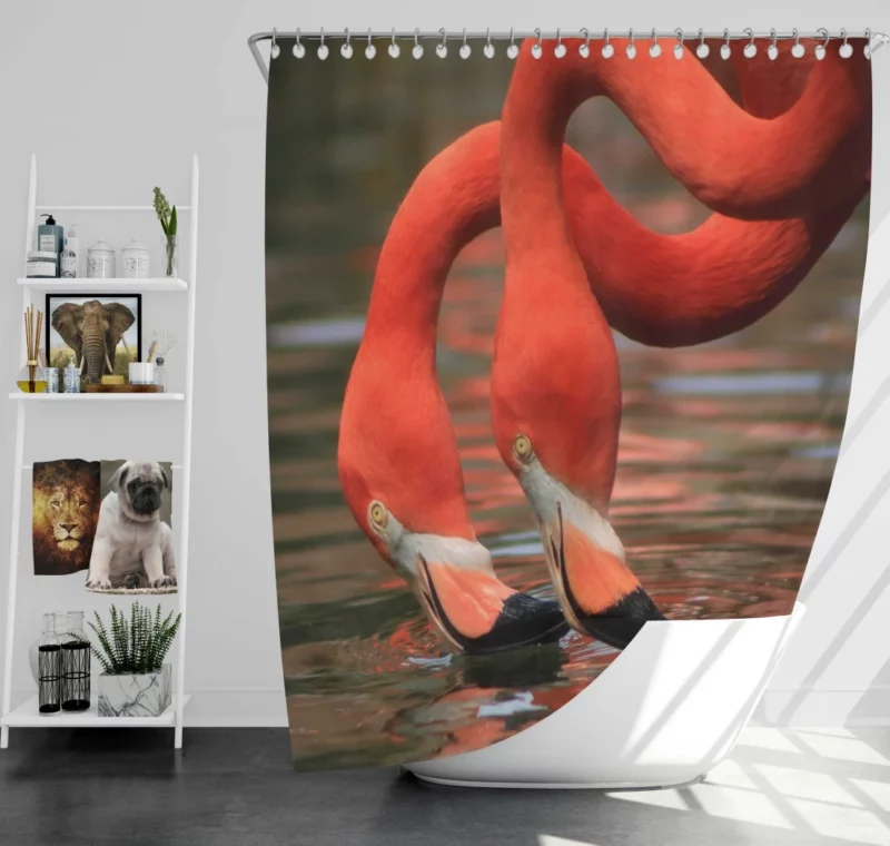 Flamingo Delicate Pose Elegant Bird Shower Curtain