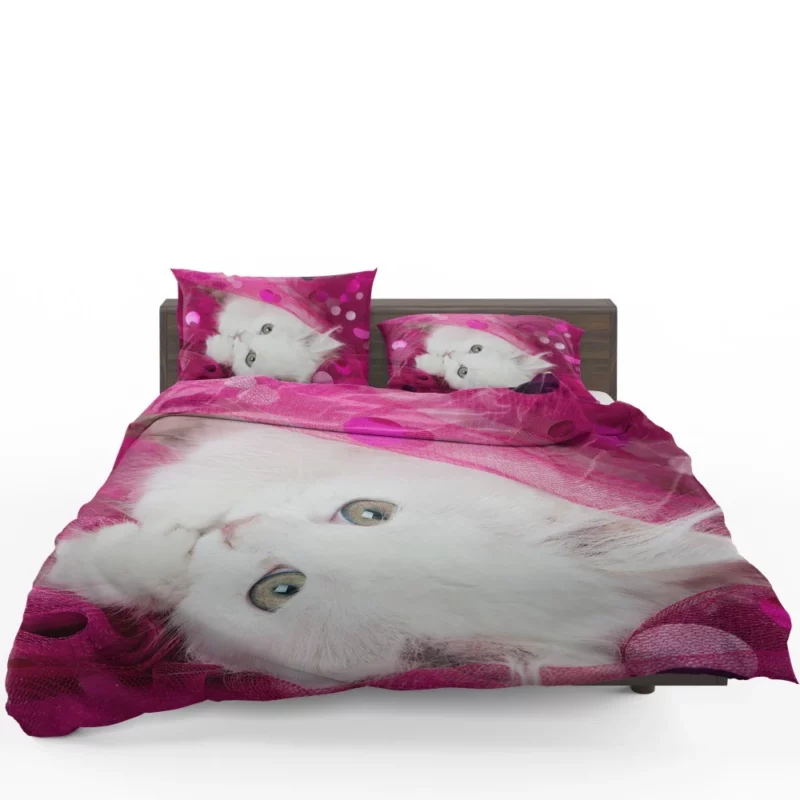 Fluffy White Kitten Innocent Delight Bedding Set