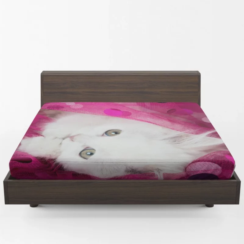 Fluffy White Kitten Innocent Delight Fitted Sheet