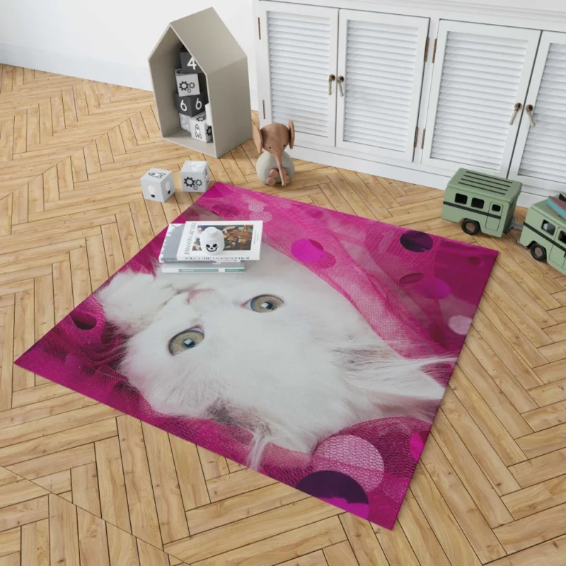 Fluffy White Kitten Innocent Delight Rug 1