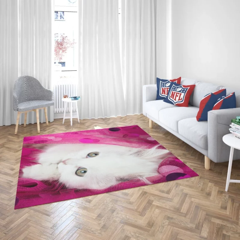 Fluffy White Kitten Innocent Delight Rug 2