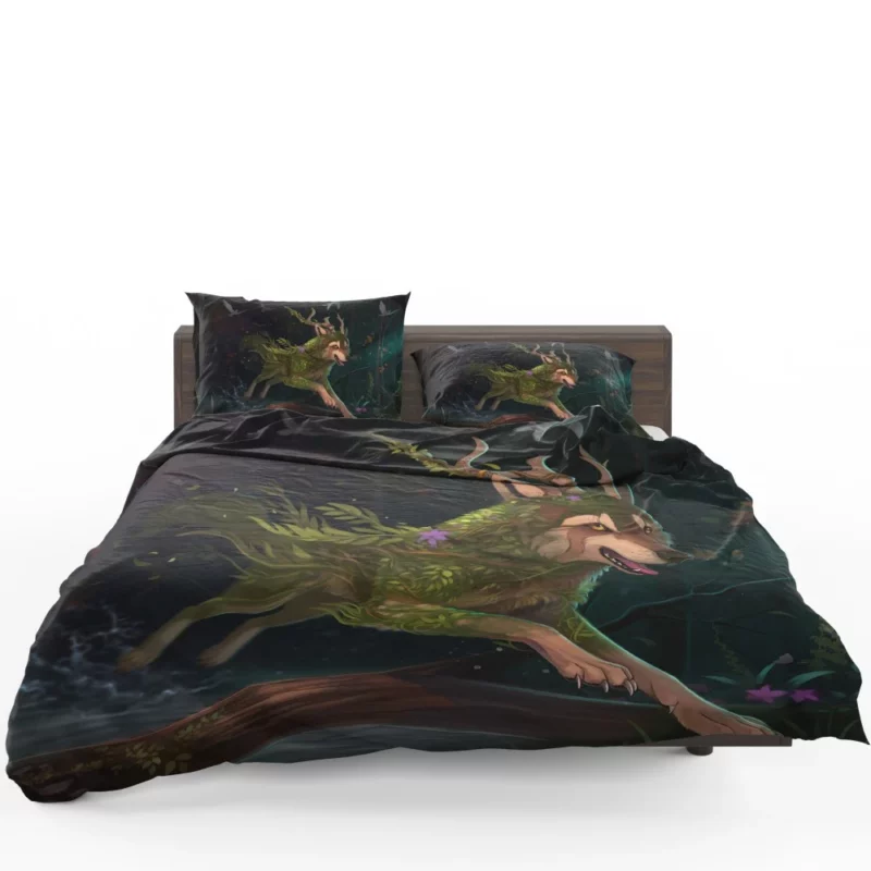 Forest Horned Wolf Enchanted Wilderness Bedding Set