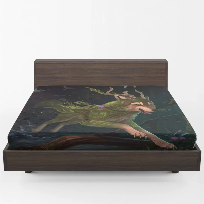 Forest Horned Wolf Enchanted Wilderness Fitted Sheet