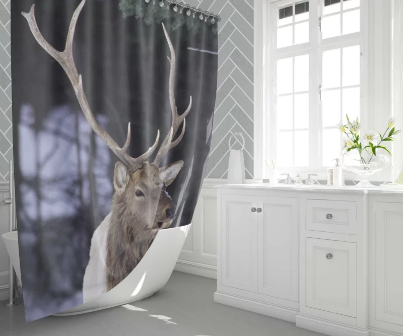 Forest Nobility Majestic Deer Shower Curtain 1