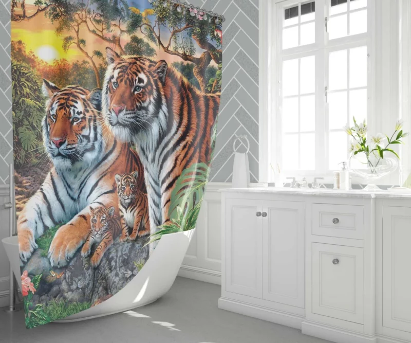 Forest Tiger Gaze Enchanted Beauty Shower Curtain 1