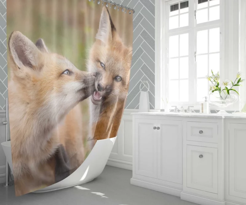 Fox Cub Playful Wilderness Spirit Shower Curtain 1