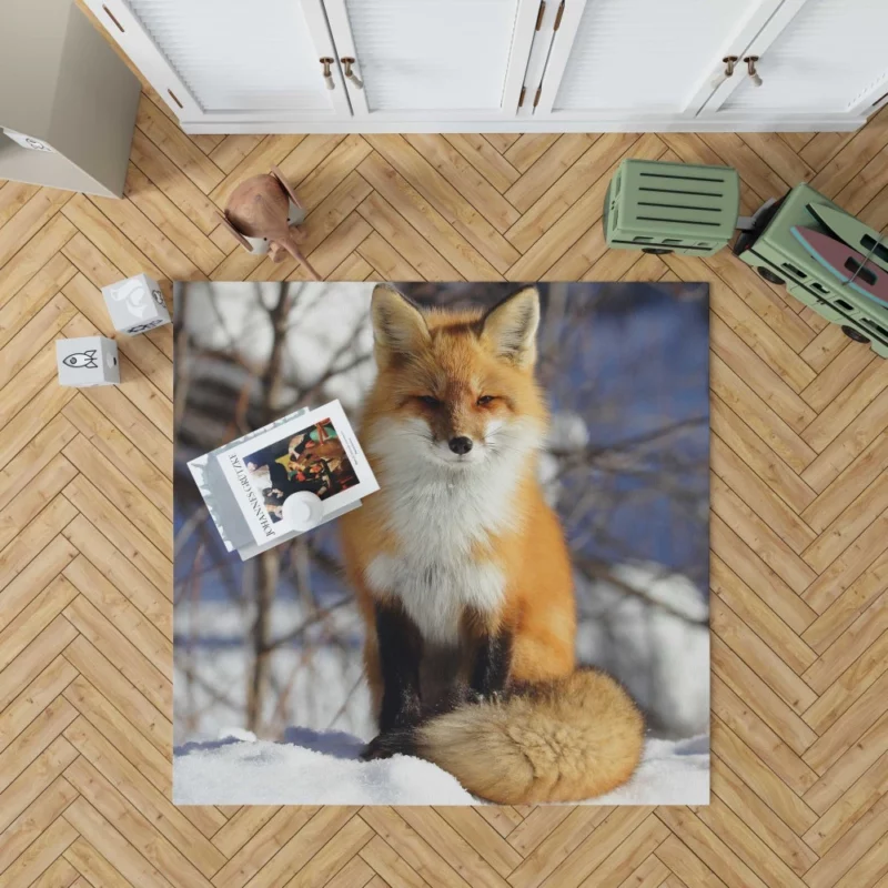 Fox Enigmatic Stare Wilderness Gaze Rug