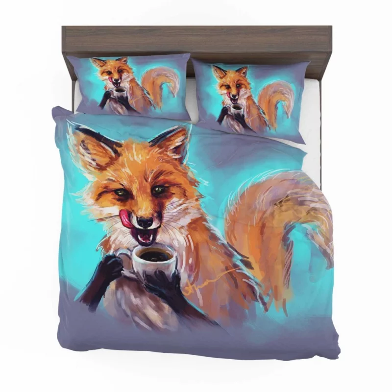 Fox Enjoying Coffee Fantasy Delight Bedding Set 1