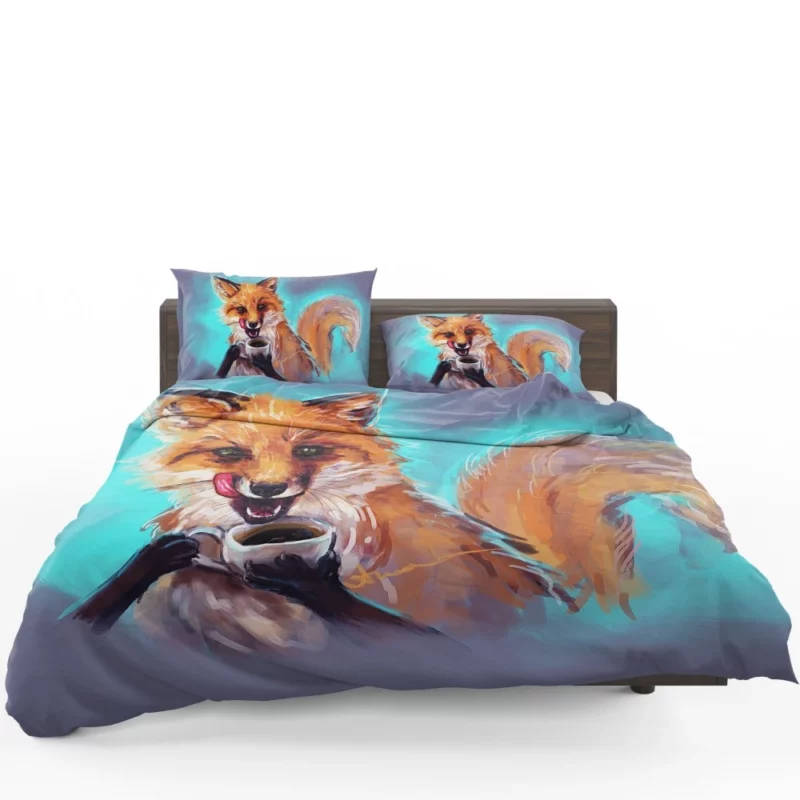 Fox Enjoying Coffee Fantasy Delight Bedding Set