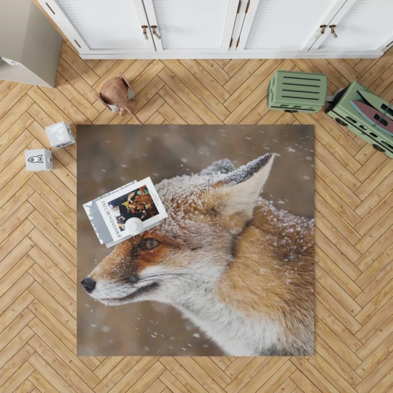 Fox Snowfall Adventure Wilderness Charm Rug