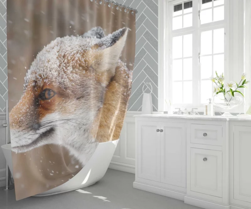 Fox Snowfall Adventure Wilderness Charm Shower Curtain 1