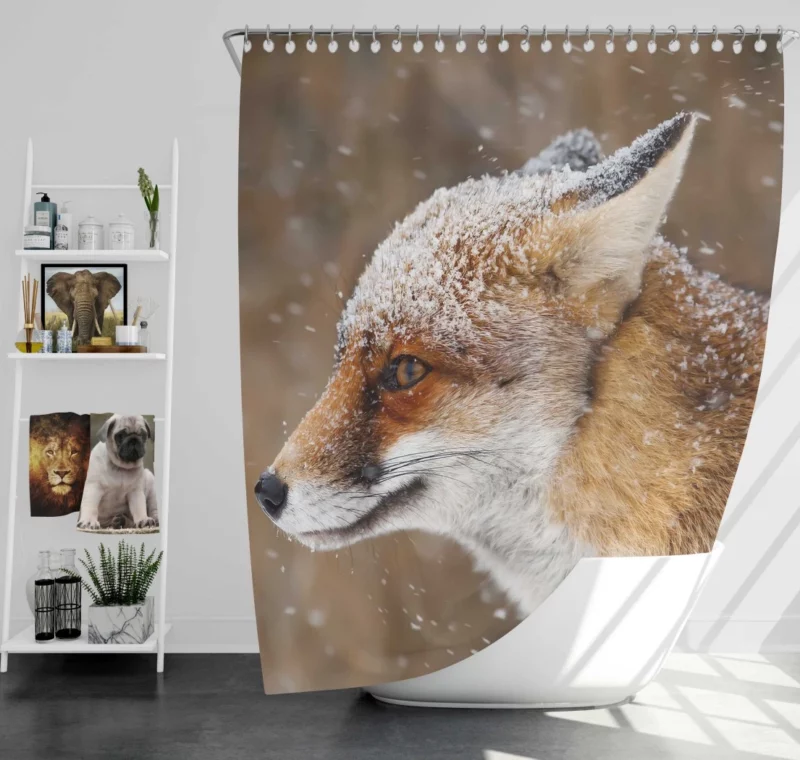 Fox Snowfall Adventure Wilderness Charm Shower Curtain