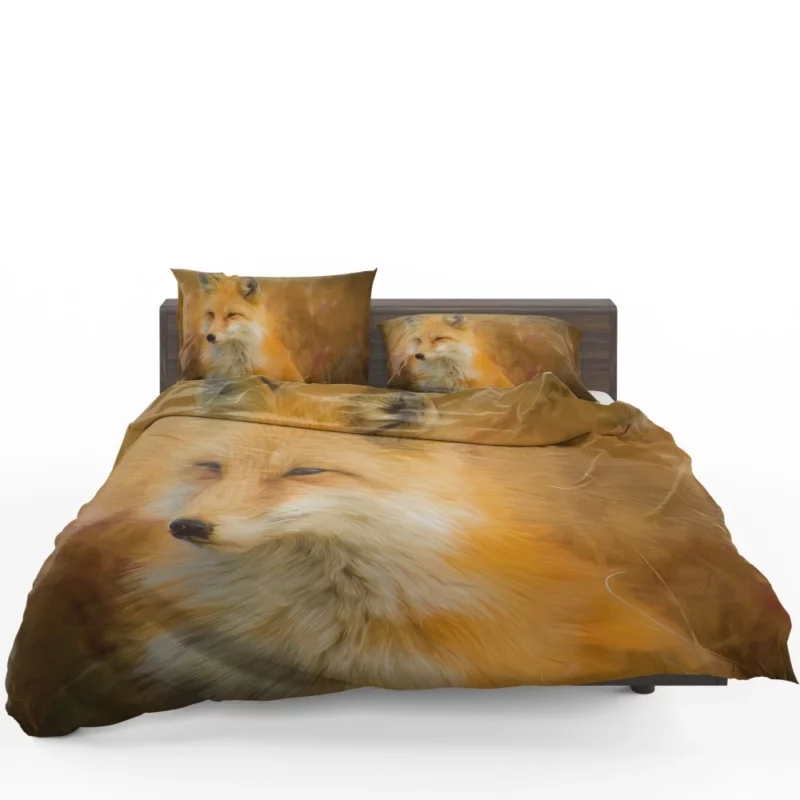 Fox in Artistic Oil Painting Filter Furry Vision Bedding Set