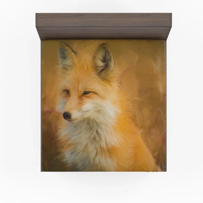 Fox in Artistic Oil Painting Filter Furry Vision Fitted Sheet 1