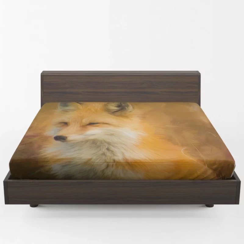 Fox in Artistic Oil Painting Filter Furry Vision Fitted Sheet