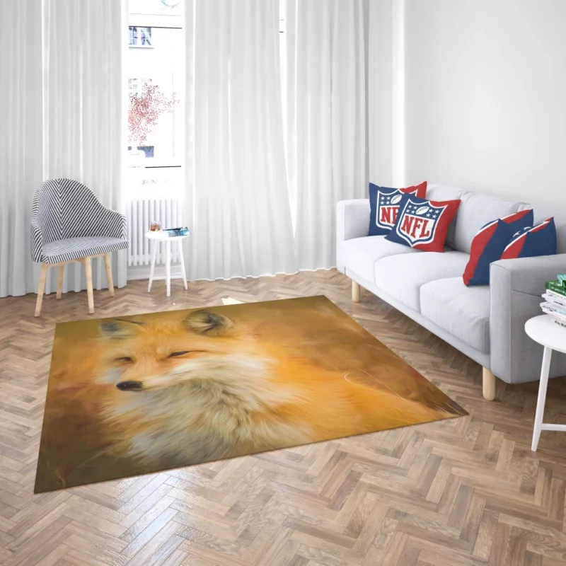 Fox in Artistic Oil Painting Filter Furry Vision Rug 2