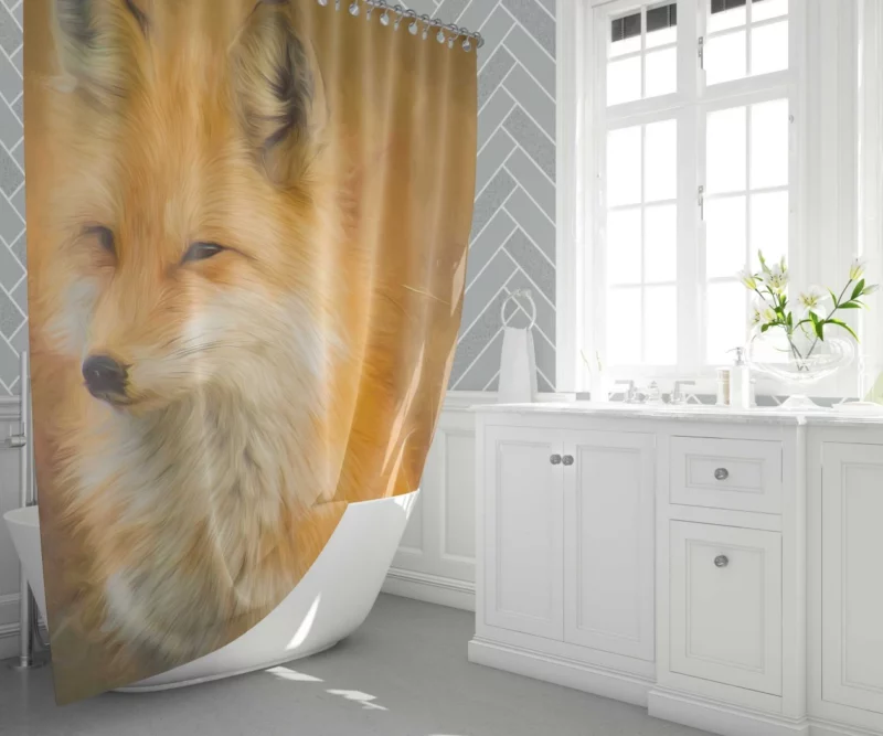 Fox in Artistic Oil Painting Filter Furry Vision Shower Curtain 1