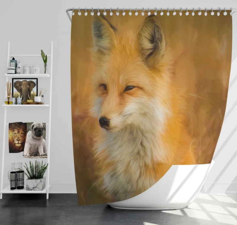 Fox in Artistic Oil Painting Filter Furry Vision Shower Curtain