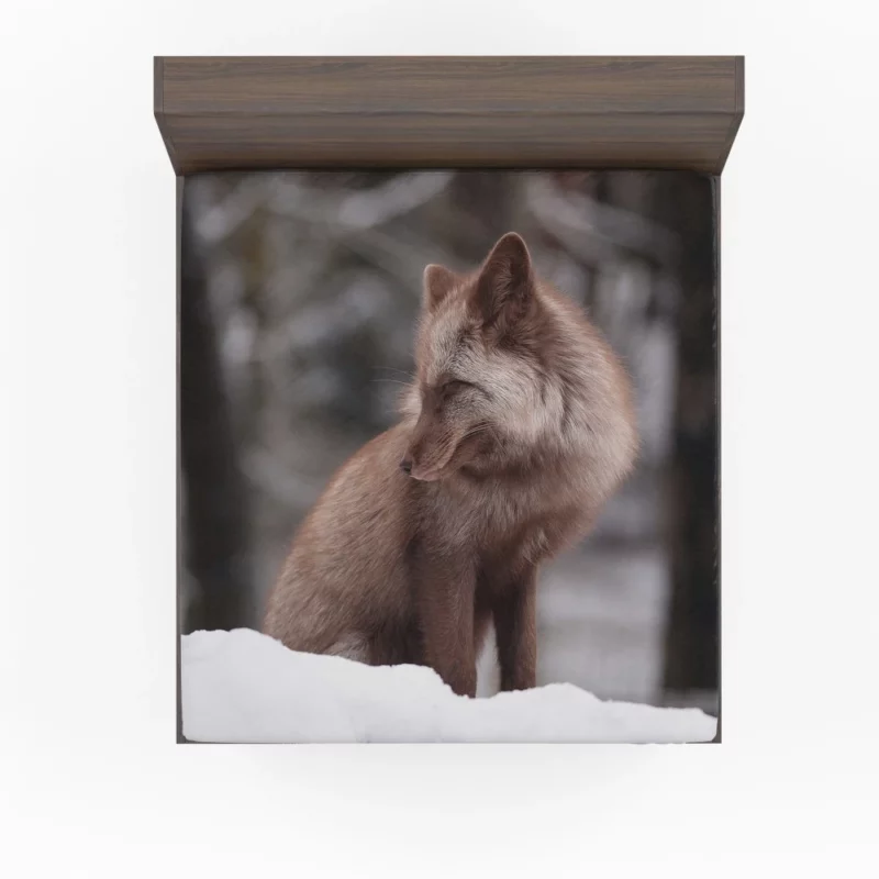 Fox in Snow Wilderness Whimsy Fitted Sheet 1