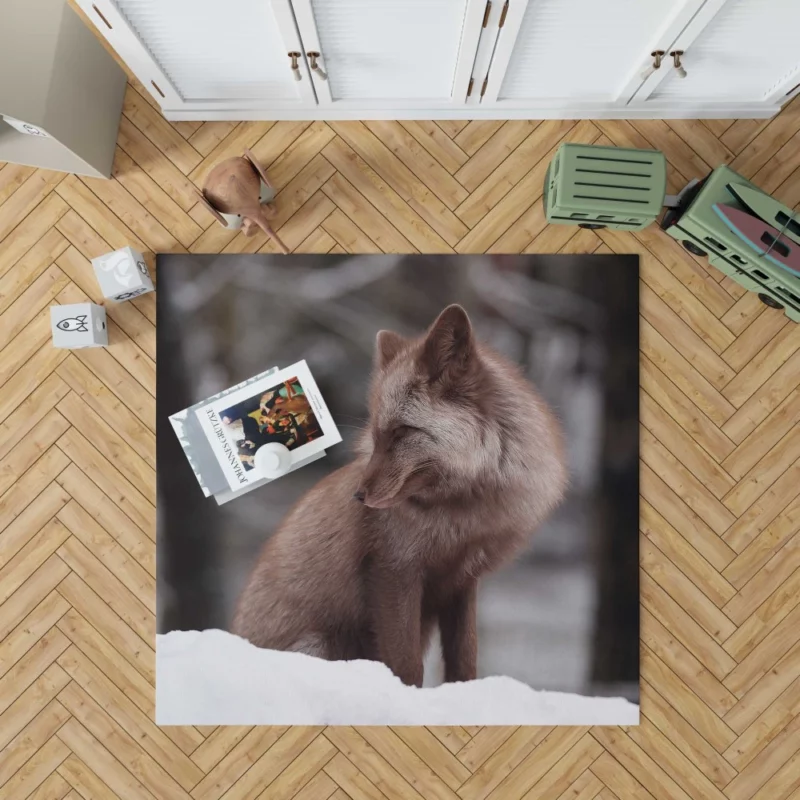 Fox in Snow Wilderness Whimsy Rug