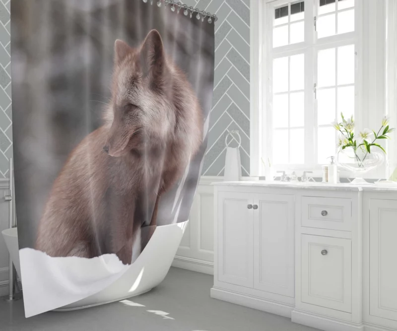 Fox in Snow Wilderness Whimsy Shower Curtain 1