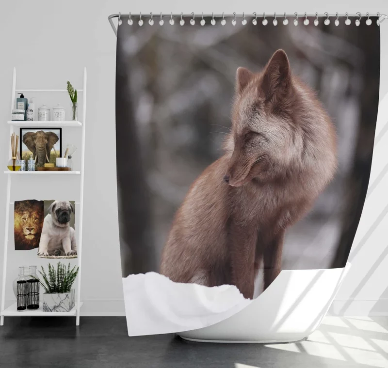 Fox in Snow Wilderness Whimsy Shower Curtain