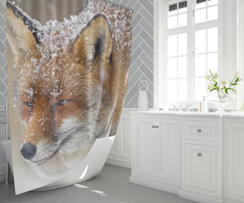 Fox in Snowfall Shower Curtain 1