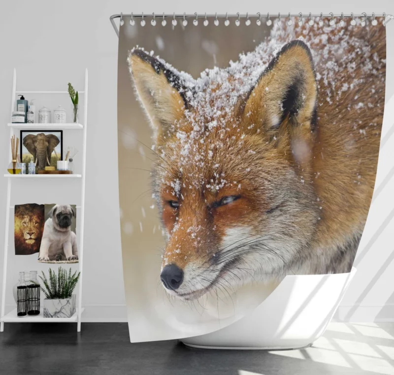 Fox in Snowfall Shower Curtain