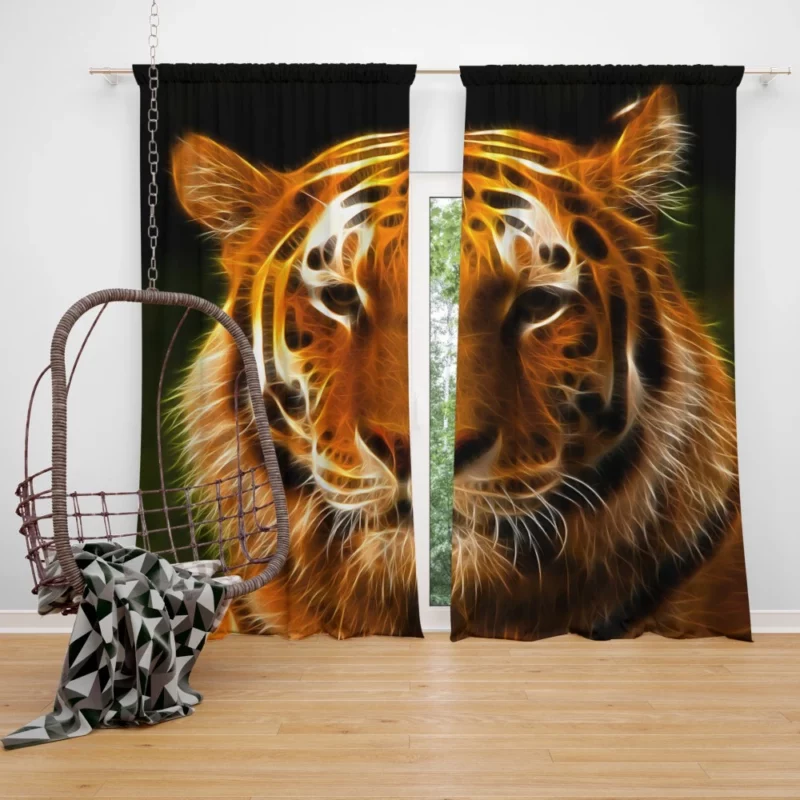 Fractal Tiger Wild Patterns Unleashed Curtain