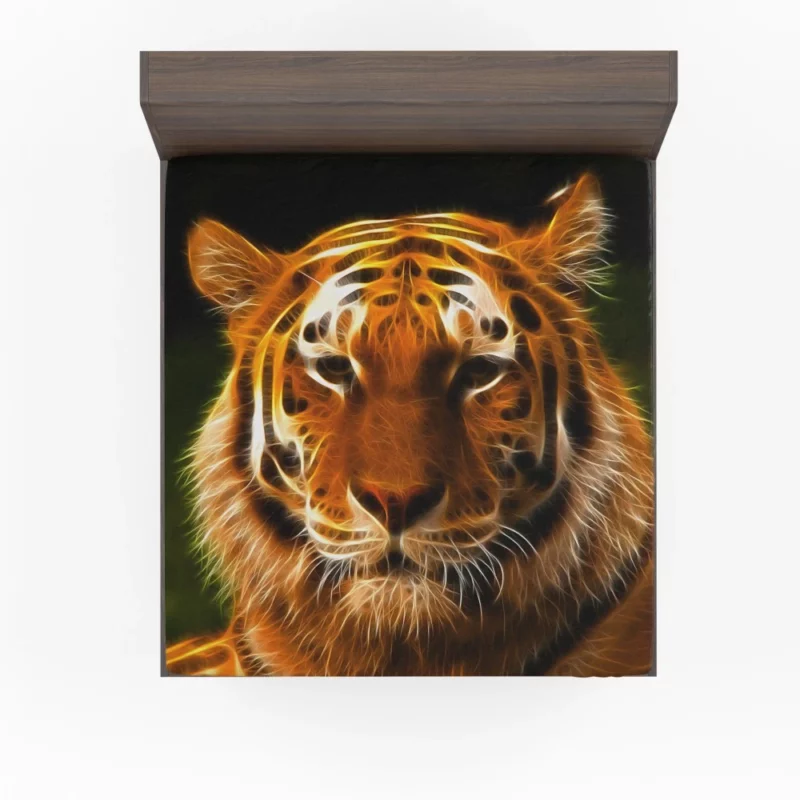 Fractal Tiger Wild Patterns Unleashed Fitted Sheet 1