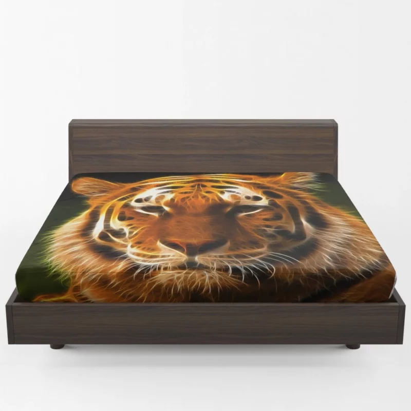 Fractal Tiger Wild Patterns Unleashed Fitted Sheet