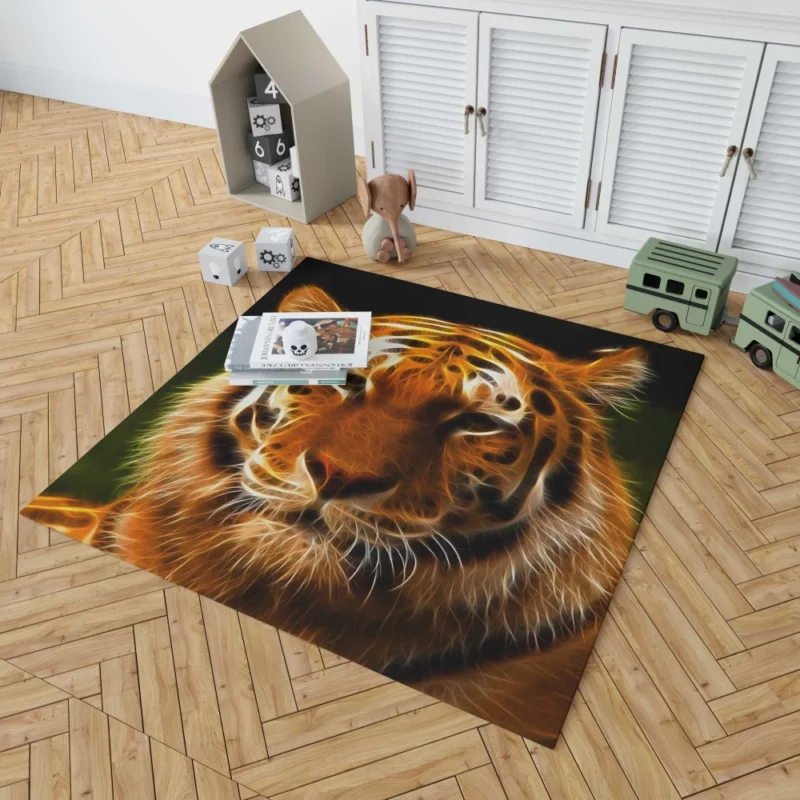 Fractal Tiger Wild Patterns Unleashed Rug 1