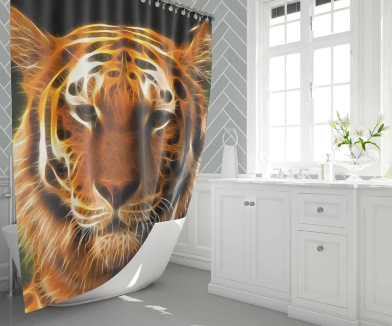 Fractal Tiger Wild Patterns Unleashed Shower Curtain 1