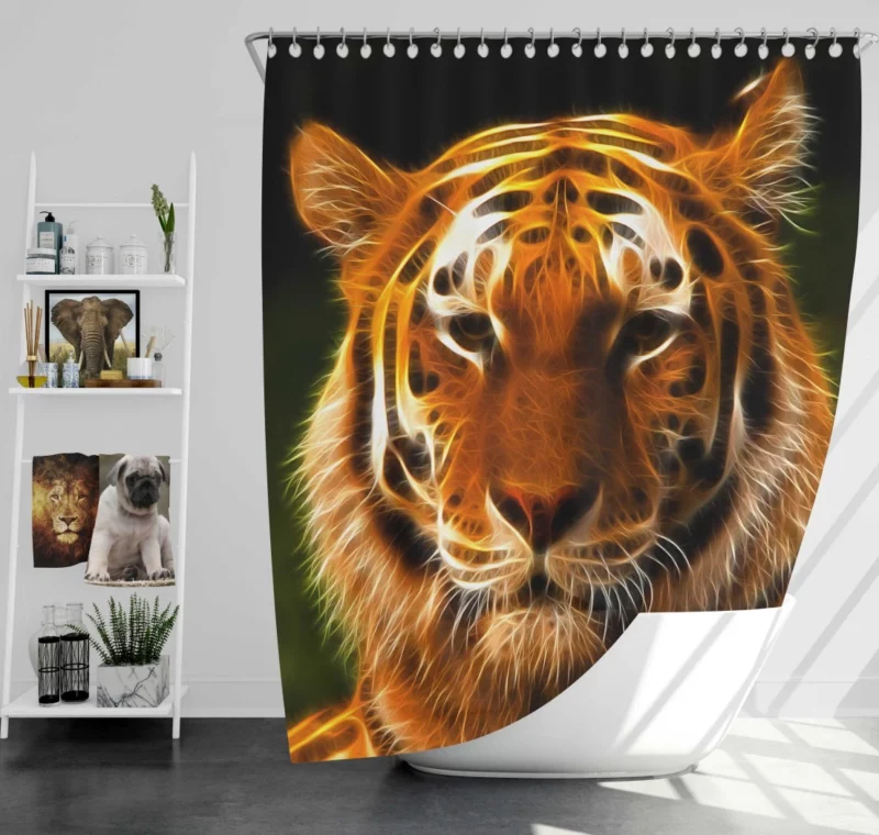 Fractal Tiger Wild Patterns Unleashed Shower Curtain