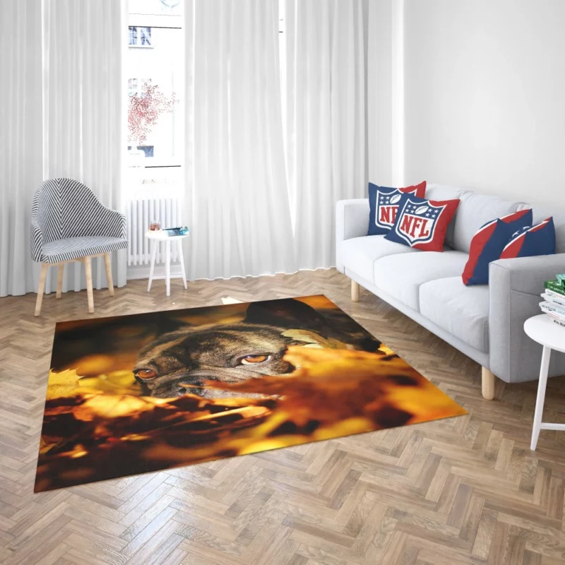 French Bulldog Amidst Fall Leaves Cozy Charm Rug 2