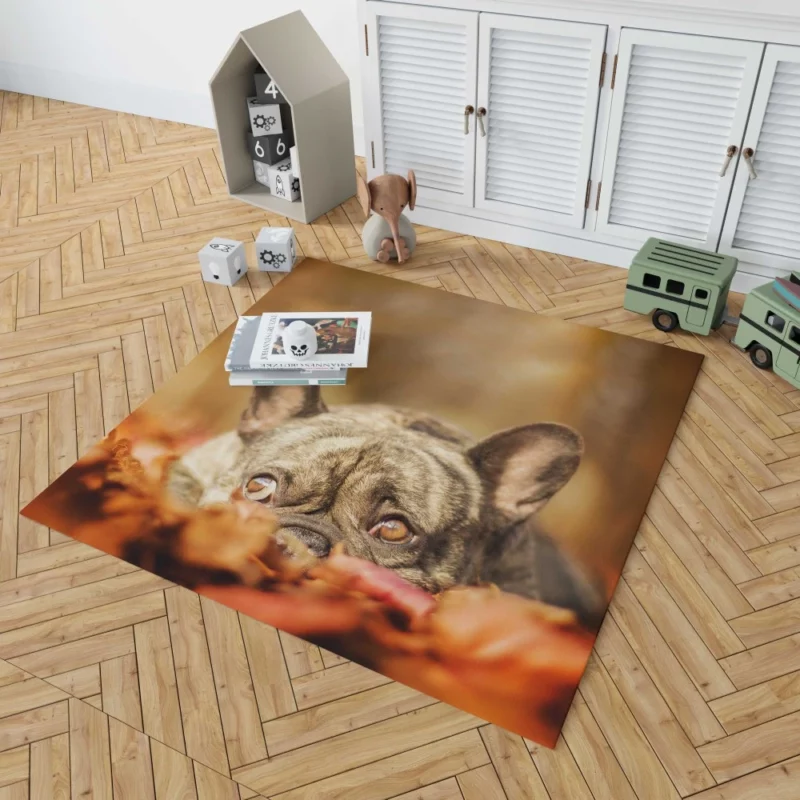 French Bulldog Autumn Adventure Rug 1