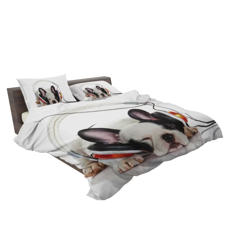 French Bulldog with Headphones Music-Loving Moment Bedding Set 2