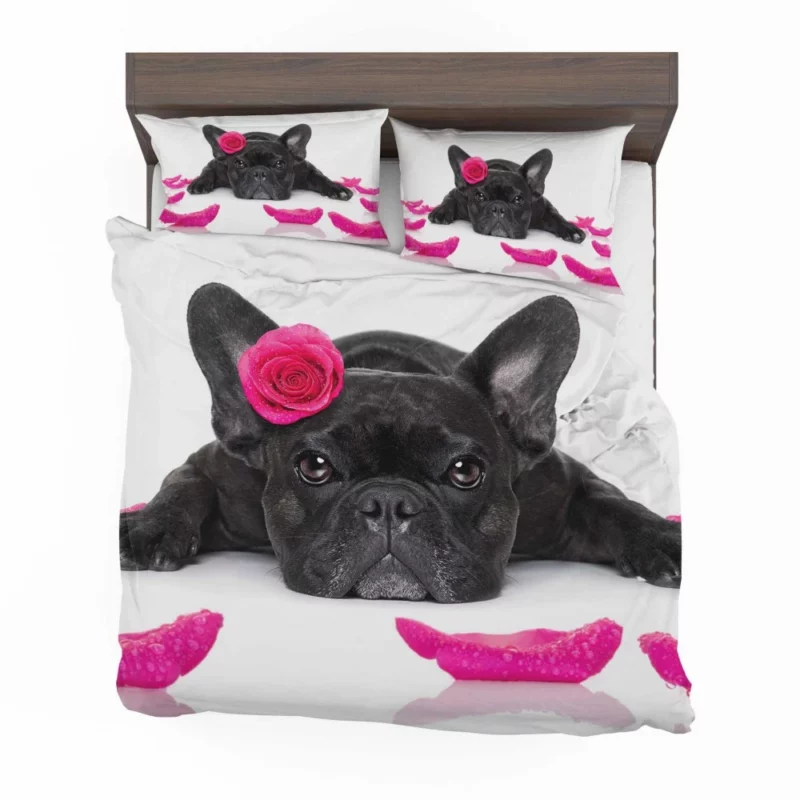 French Bulldog with Petal Charm Bedding Set 1