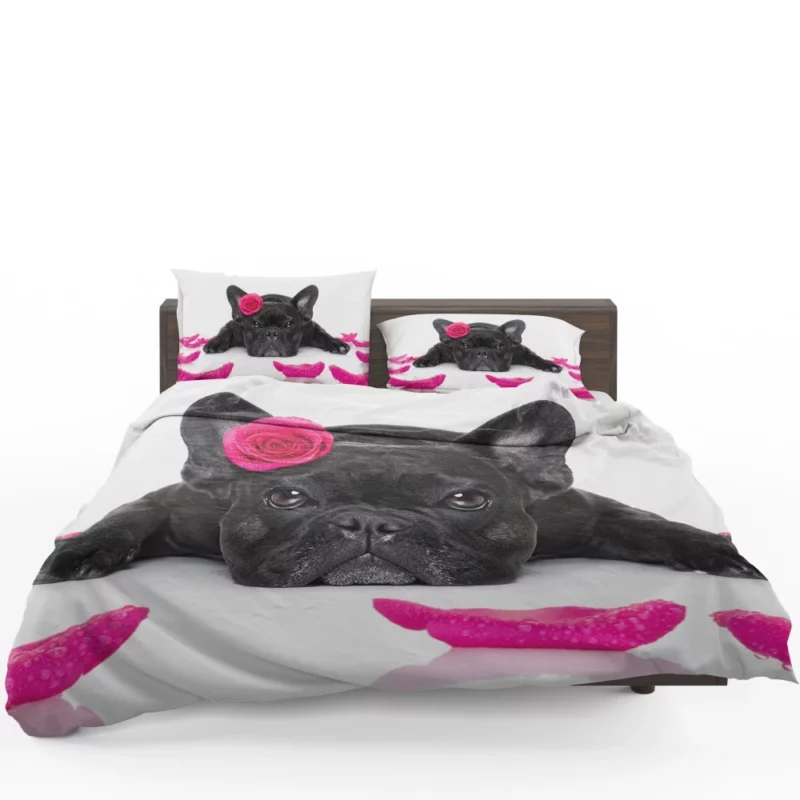 French Bulldog with Petal Charm Bedding Set