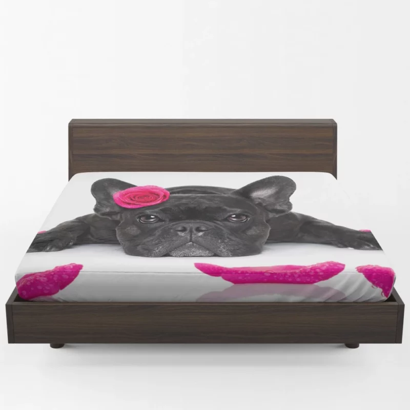 French Bulldog with Petal Charm Fitted Sheet