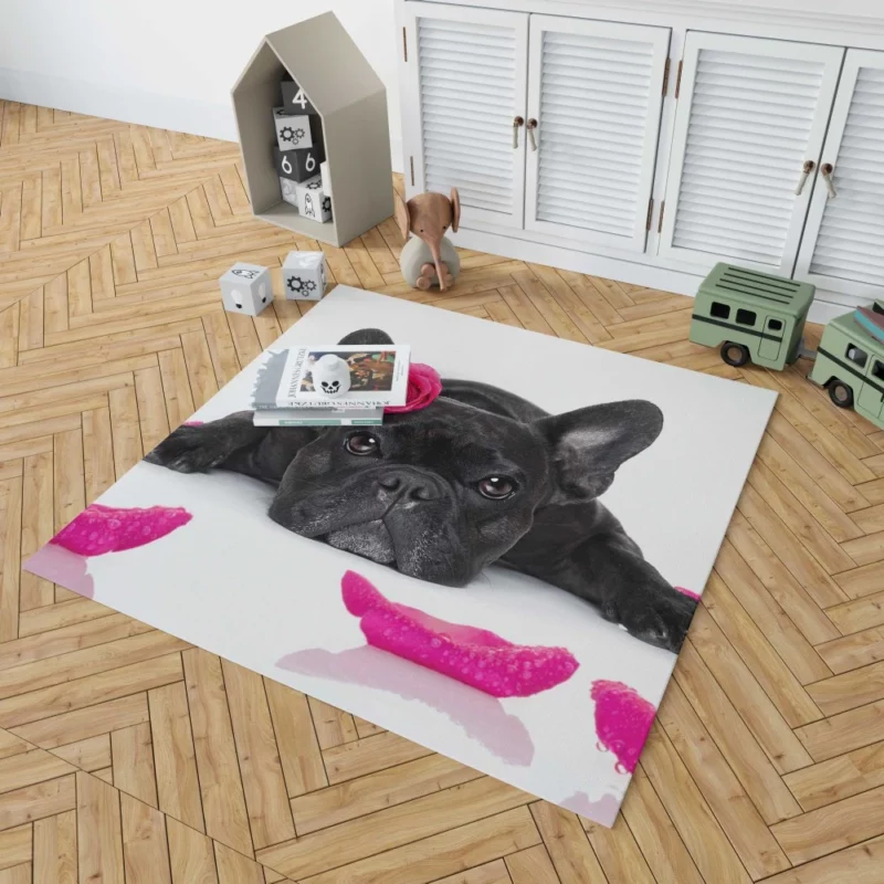 French Bulldog with Petal Charm Rug 1