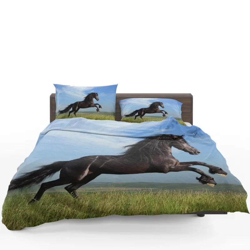 Friesian Horse Elegance in Motion Bedding Set